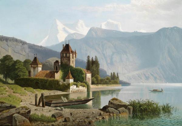 View Of Castle Oberhofen by Wilhelm Theodor Nocken