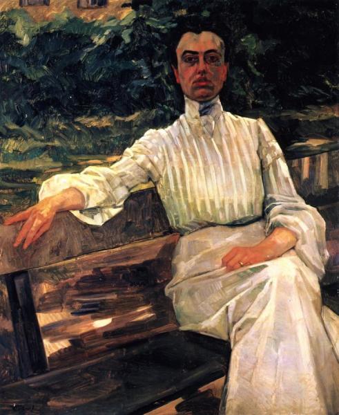 Alice Trübner, The Artist's Wife, On The Garden Bench by Wilhelm Trübner