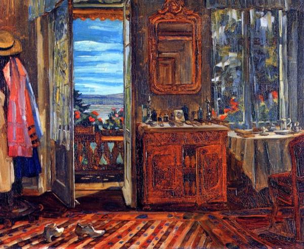 Balcony And Interior At Starnberg Lake by Wilhelm Trübner