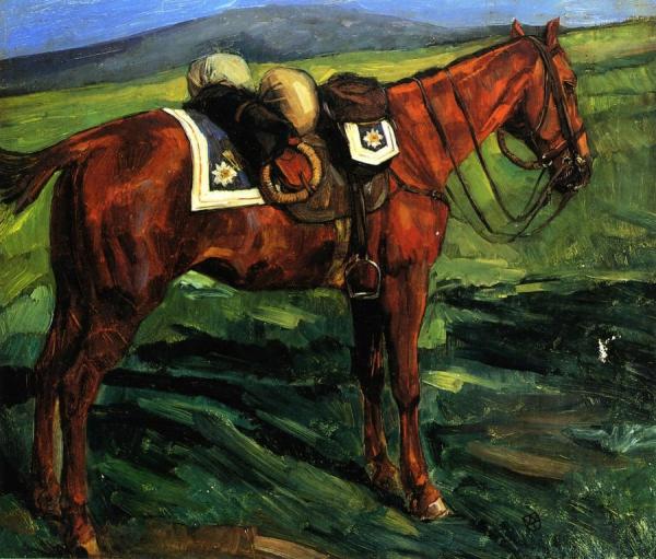 Bepacktes Kürassierpferd by Wilhelm Trübner