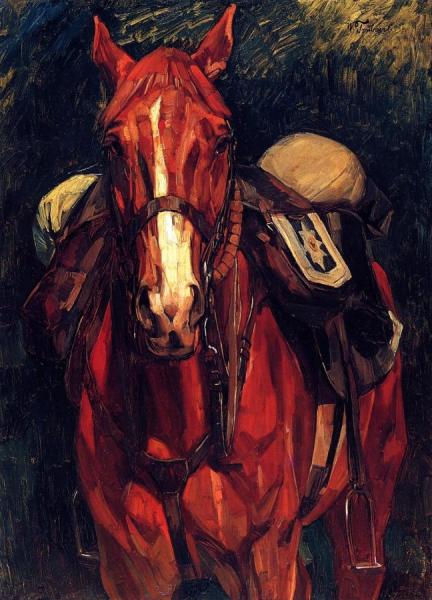 Currassier's Horse From The Front by Wilhelm Trübner