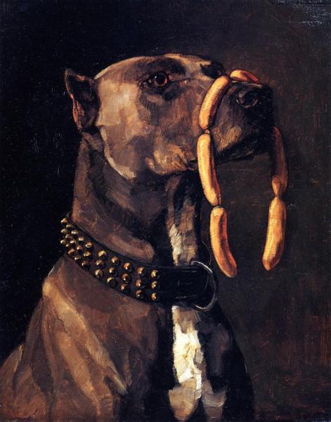 Dog With Sausages by Wilhelm Trübner Oil Painting Reproductions