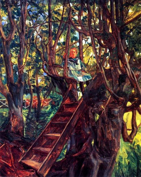 Girl In A Tree by Wilhelm Trübner