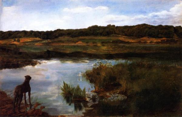 Great Dane On Wessling Lake by Wilhelm Trübner
