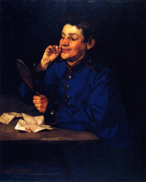 Gunner With Hand Mirror by Wilhelm Trübner