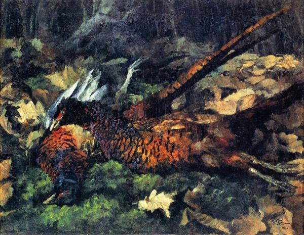 Pheasants by Wilhelm Trübner