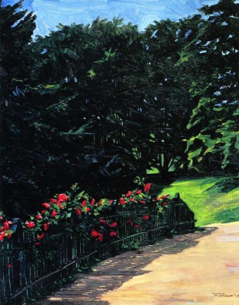 Rose Fence At Starnberg Lake by Wilhelm Trübner