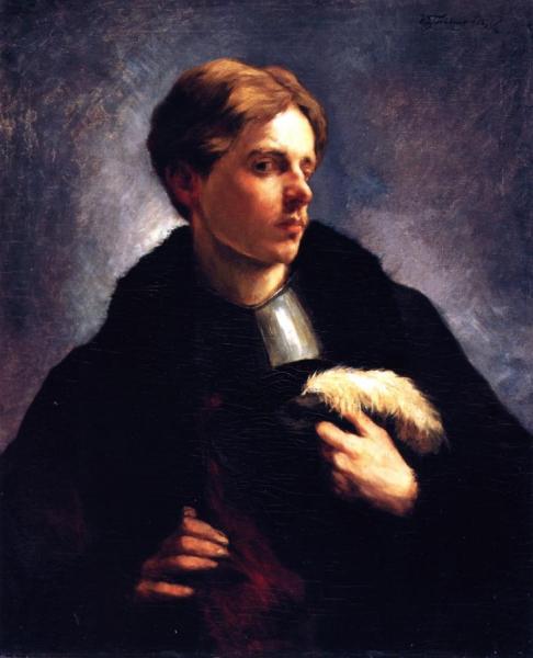 Self-portrait With Breast Armor And Beret by Wilhelm Trübner