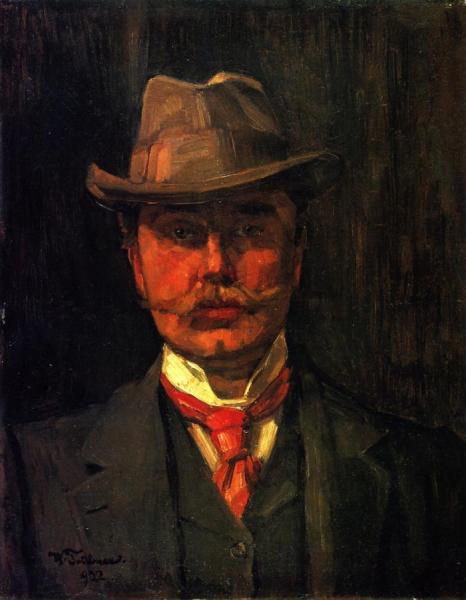 Self-portrait With Hat by Wilhelm Trübner