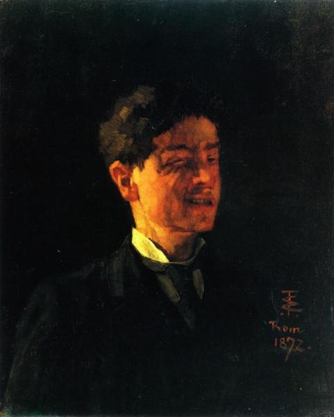 Self-portrait With Squinted Eye by Wilhelm Trübner