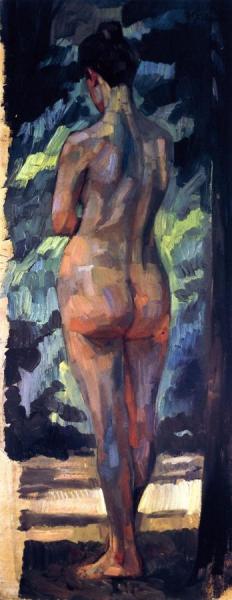 Standing Nude, Rear View by Wilhelm Trübner