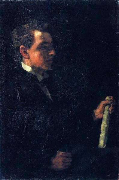 Student Michaelis With Paper Roll by Wilhelm Trübner