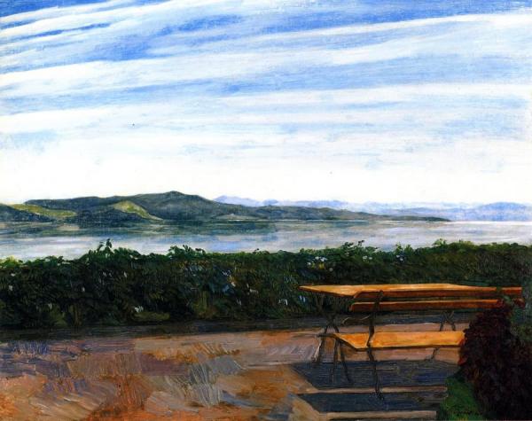 Terrace On Starnberger See by Wilhelm Trübner
