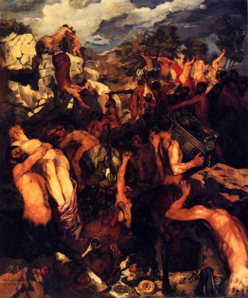 The Battle Of The Lapiths And Centaurs by Wilhelm Trübner
