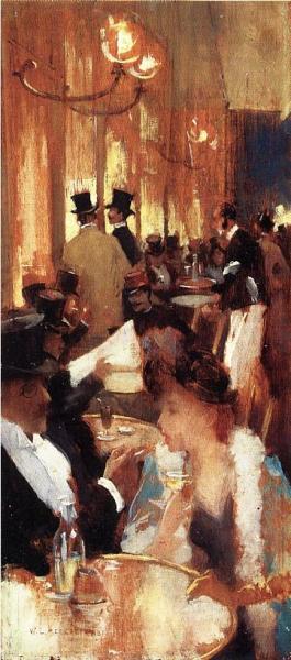 Au Cafe by Willard Leroy Metcalf