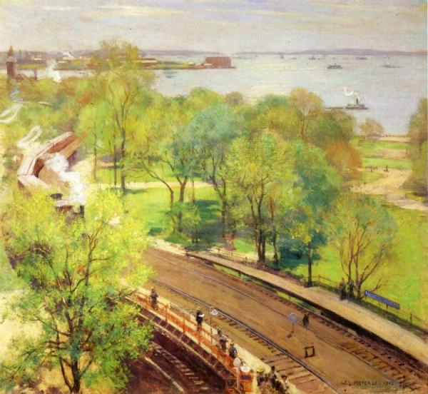 Battery Park - Spring by Willard Leroy Metcalf