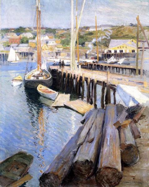 Fish Wharves - Gloucester by Willard Leroy Metcalf
