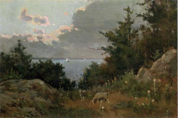 Grazing Sheep On The Coast Of Maine by Willard Leroy Metcalf