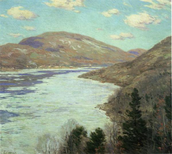 Hudson River In February by Willard Leroy Metcalf