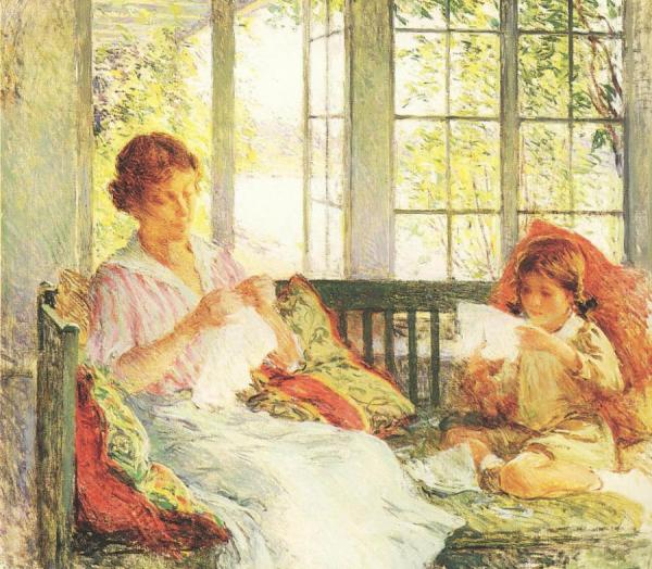 My Wife And Daughter by Willard Leroy Metcalf