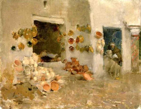 Pottery Shop At Tunis by Willard Leroy Metcalf