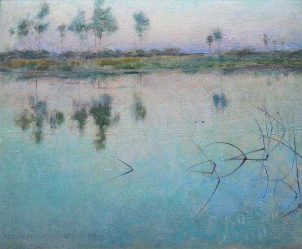Reflections At Grez Sur Loing by Willard Leroy Metcalf
