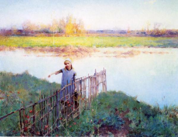 Sunset At Grez by Willard Leroy Metcalf