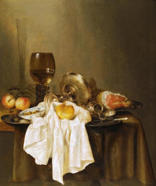 A Still Life With A Roemer, A Silver Taza On Its Side by Willem Claesz Heda