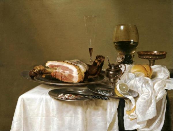 A Still Life With A Roemer, A Silver Tazza, A Fluted Wine-glass, Etc. by Willem Claesz Heda