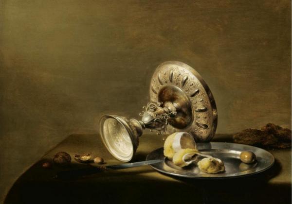 A Still Life With An Oveturned Silver Tazza by Willem Claesz Heda
