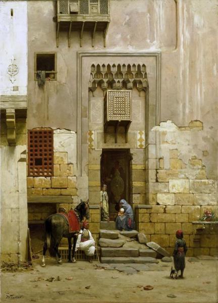 Courtyard Of A House In Cairo by Willem De Famars Testas