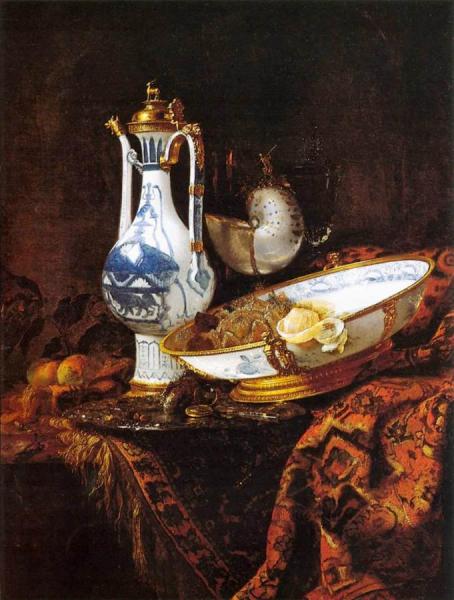 Still-life With An Aquamanile, Fruit, And A Nautilus Cup by Willem Kalf