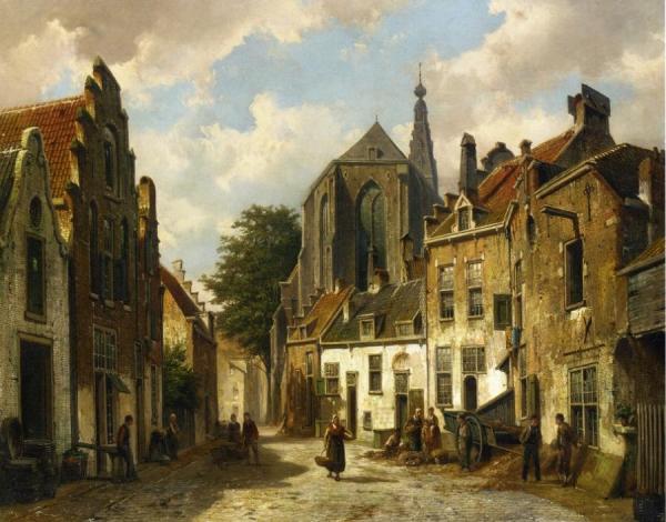 Willem Koekkoek A Street Scene In Holland