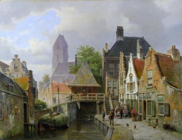 Willem Koekkoek View Of Oudewater,c.1867
