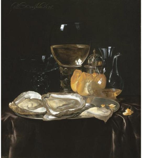 Still Life With A Roemer, A Carafe Of Vinegar, A Glass Tazza, Etc. by Willem Van Aelst