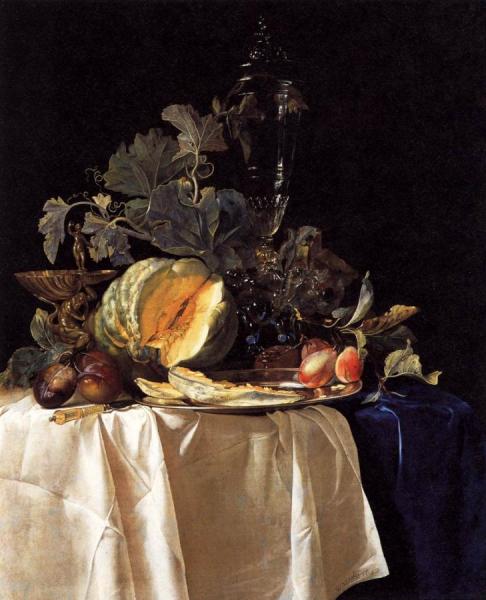 Still-life With Fruit And Crystal Vase by Willem Van Aelst