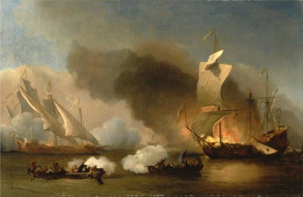 Willem Van De Velde The Younger An Action Off The Barbary Coast With Galleys And English Ships