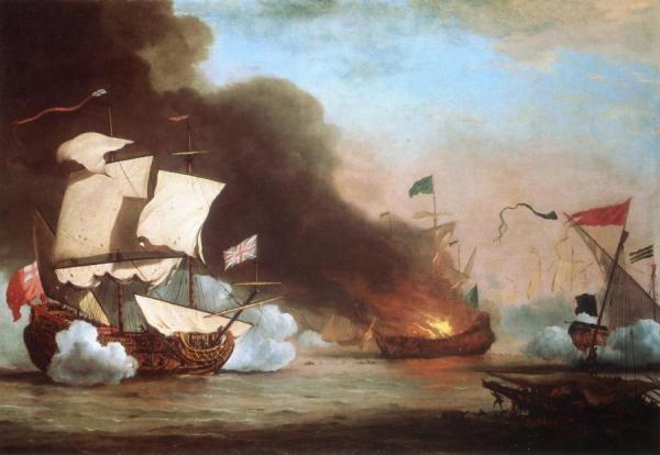 An English Ship In Action With Barbary Pirates by Willem Van De Velde The Younger Oil Painting Reproductions