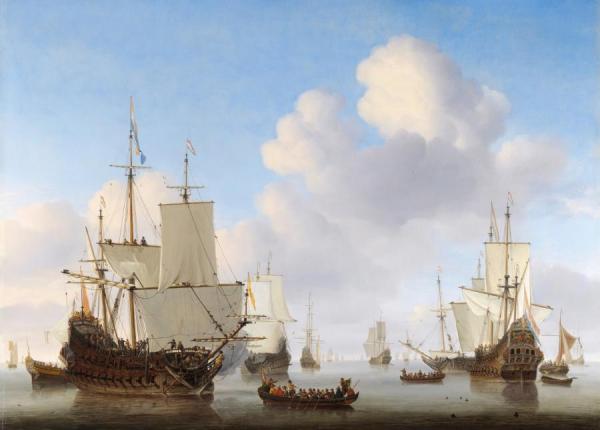 Dutch Men-o'-war And Other Shipping In A Calm by Willem Van De Velde The Younger Oil Painting Reproductions
