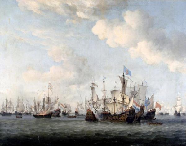 Willem Van De Velde The Younger Naval Battle Between Dutch And French Merchant Ships