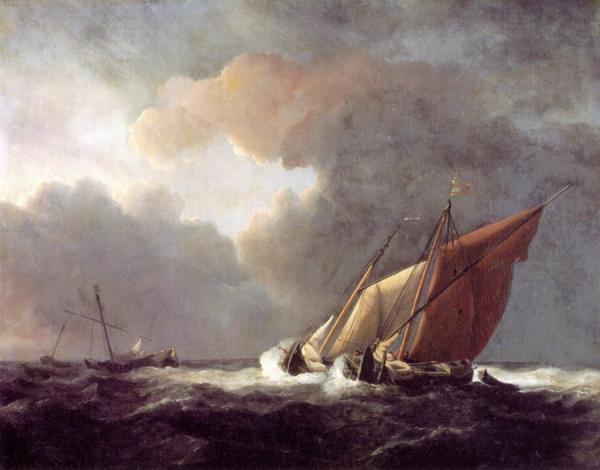 Willem Van De Velde The Younger Two Dutch Vessels Close-hauled In A Strong Breeze