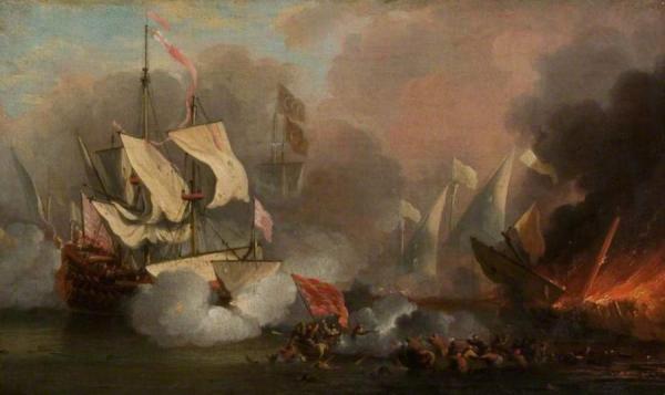 Men O' War In Action by Willem Van Der Velde The Elder Oil Painting Reproductions
