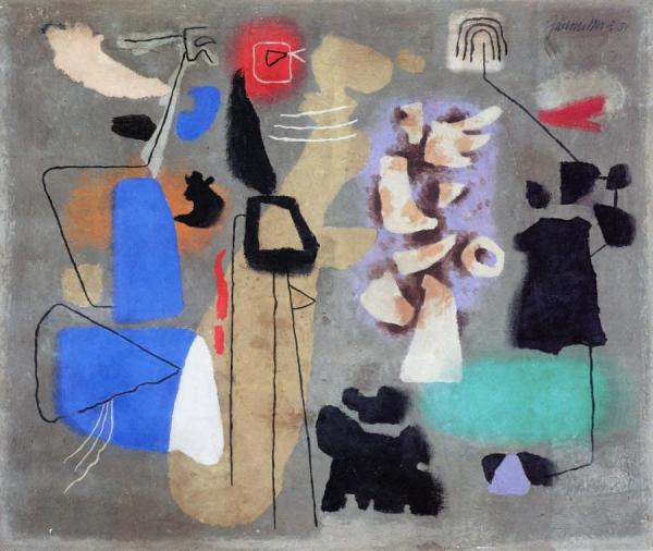 Composition On Olive-green by Willi Baumeister Oil Painting Reproductions