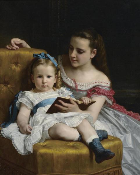 A Portrait Of Eva And Frances Johnston by William Adolphe Bouguereau