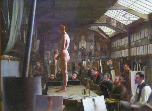 Atelier At The Academy Julian, Paris by William Adolphe Bouguereau