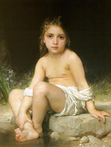 Child At Bath by William Adolphe Bouguereau