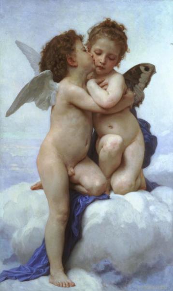 Cupid And Psyche As Children by William Adolphe Bouguereau