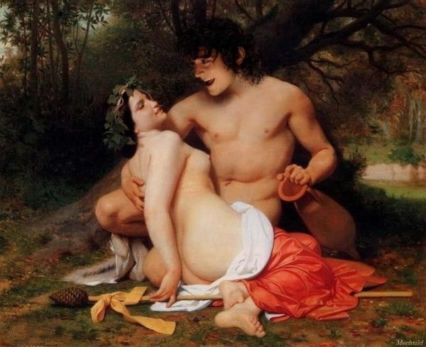 Faun And Bacchante by William Adolphe Bouguereau