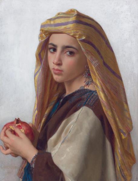 Girl With A Pomegranate by William Adolphe Bouguereau