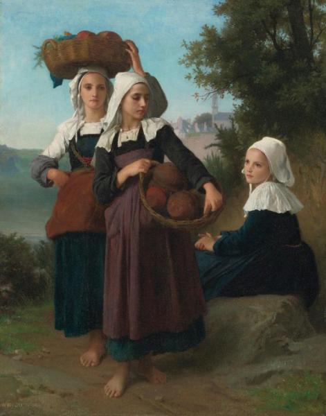 Girls Returning From The Market by William Adolphe Bouguereau Oil Painting Reproductions